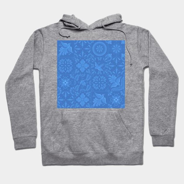 Light Blue Talavera Tile Pattern by Akbaly Hoodie by Akbaly